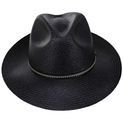Bailey 1922 | Langdon Panama Straw Fedora Hat | 127934 | front | BLACK