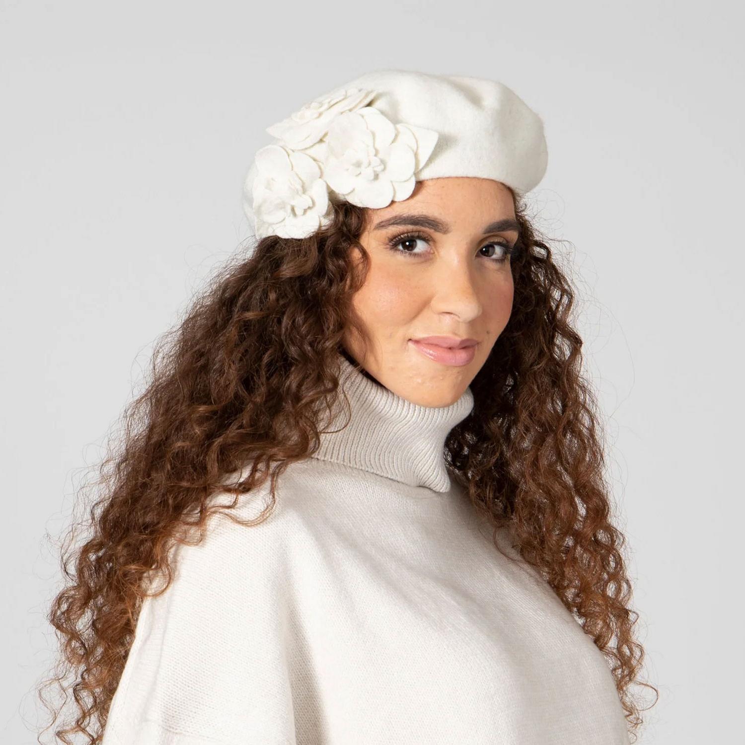 San Diego Hat Company | Fleur Wool Beret | 151613 | lsfone | IVORY