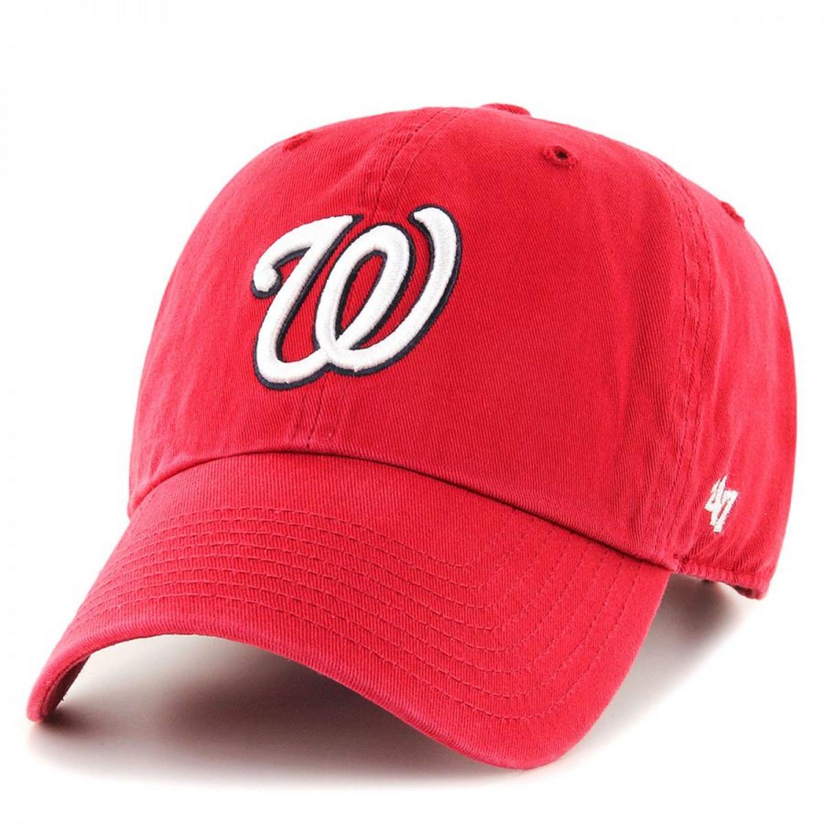 47 Brand | Washington Nationals MLB Clean Up Strapback Baseball Cap Dad Hat | 203350 | lead | RED