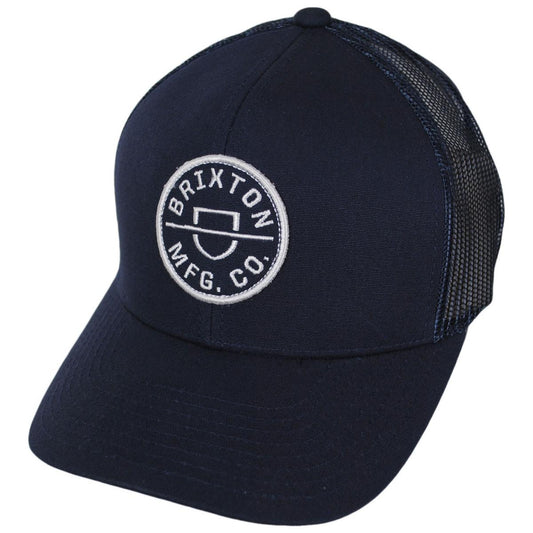 BRIXTON HATS | Crest X Bureo MP Mesh Trucker Snapback Baseball Cap | 201798 | lead | WASHED NAVY/NAVY