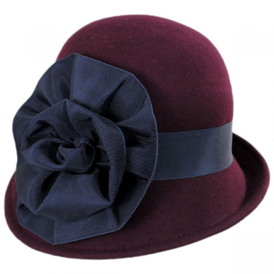 Kathy Jeanne | Ribbon Flower Profile Wool Felt Cloche Hat - Made to Order