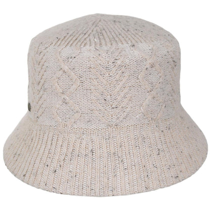 Scala | Aran Cable Knit Wool Blend Bucket Hat | 106447 | front | OATMEAL