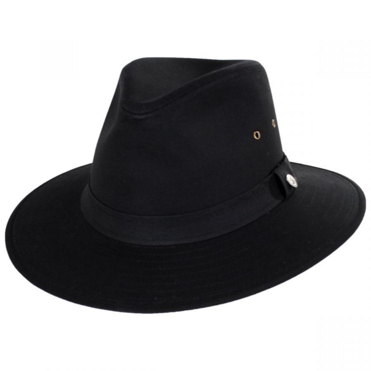 Jaxon Hats | Cotton Oilcloth Safari Fedora Hat | 147252 | lead | BLACK