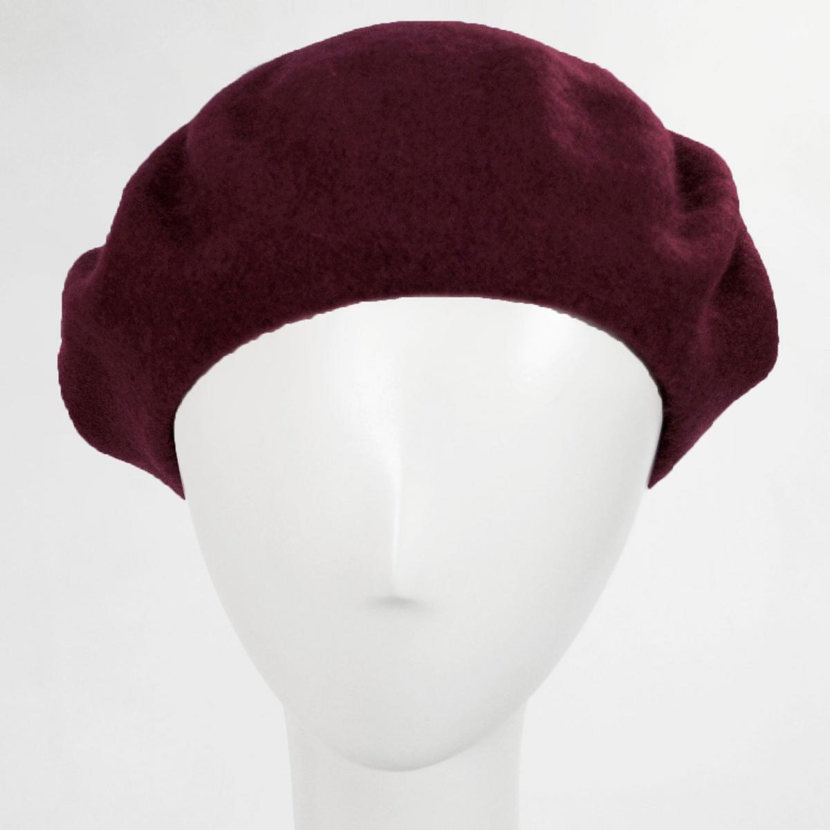 Village Hat Shop | Wholesale Wool Fashion Beret B2B Pre-Pack | B2B152500 | front | WINE
