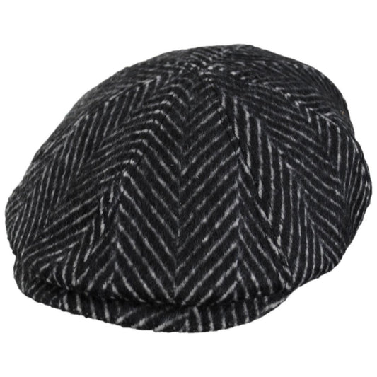 Bailey 1922 | Luca Wool Herringbone Newsboy Cap | 167237 | lead | BLACK HERRINGBONE