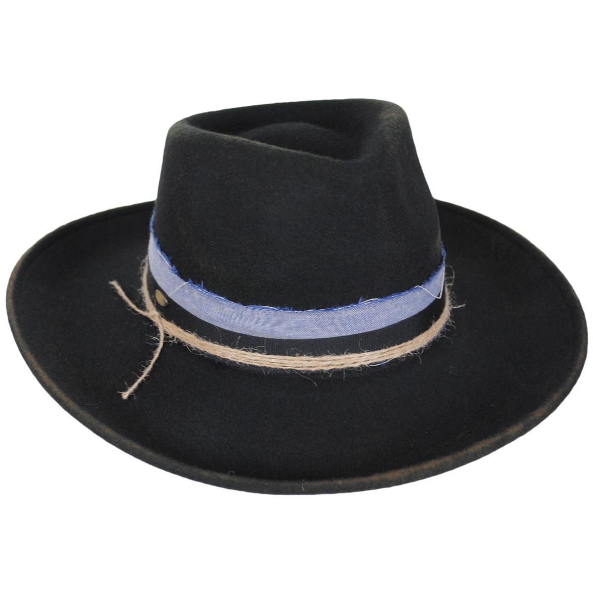 Scala | Wandra Wool Felt Rancher Fedora Hat | 123489 | lead | CHOCOLATE