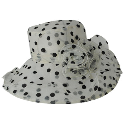 San Diego Hat Company | Dots Organza Boater Dress Hat | 121053 | profile | DOT