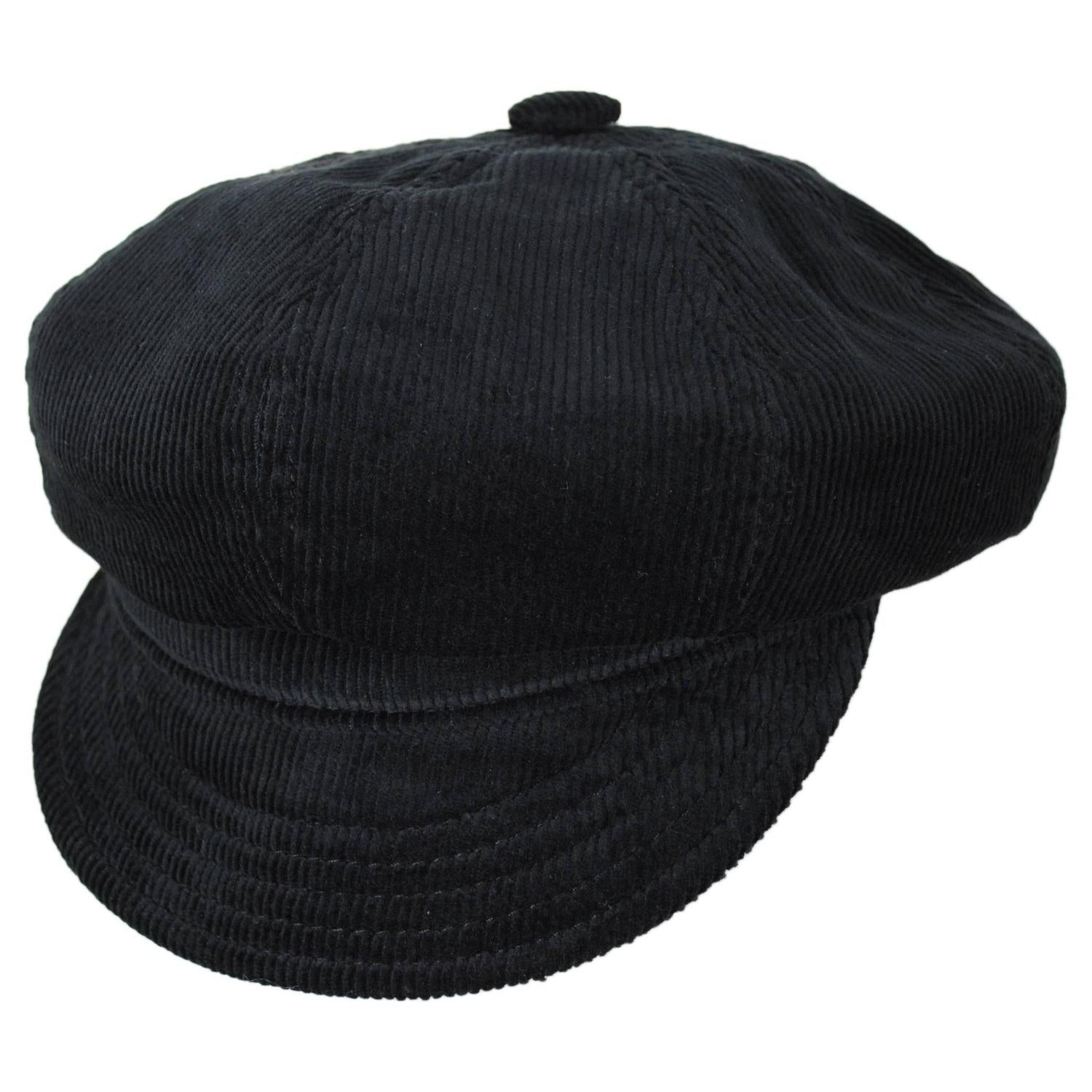 NEW YORK HAT CO | Cotton Corduroy Spitfire Newsboy Cap | 161111 | lead | BLACK