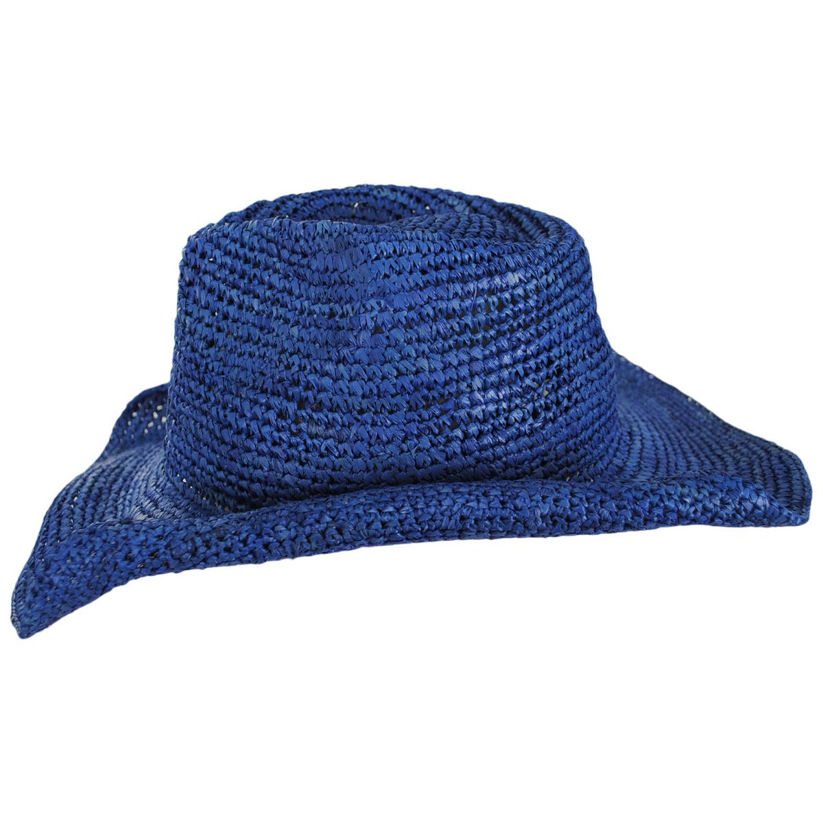 NIKKI BEACH | Diano Crochet Raffia Straw Western Hat | 102672 | profile | DENIM