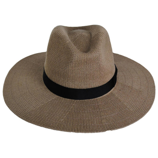 BRIXTON HATS | Lyons Cotton Knit Fedora Hat | 107408 | front | DARK TAN/BLACK