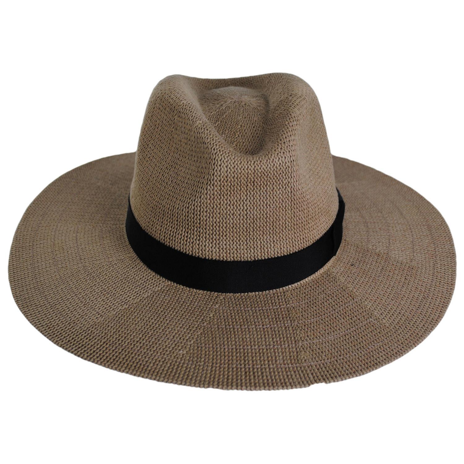 BRIXTON HATS | Lyons Cotton Knit Fedora Hat - Spring | 107408SS | front | DARK TAN/BLACK