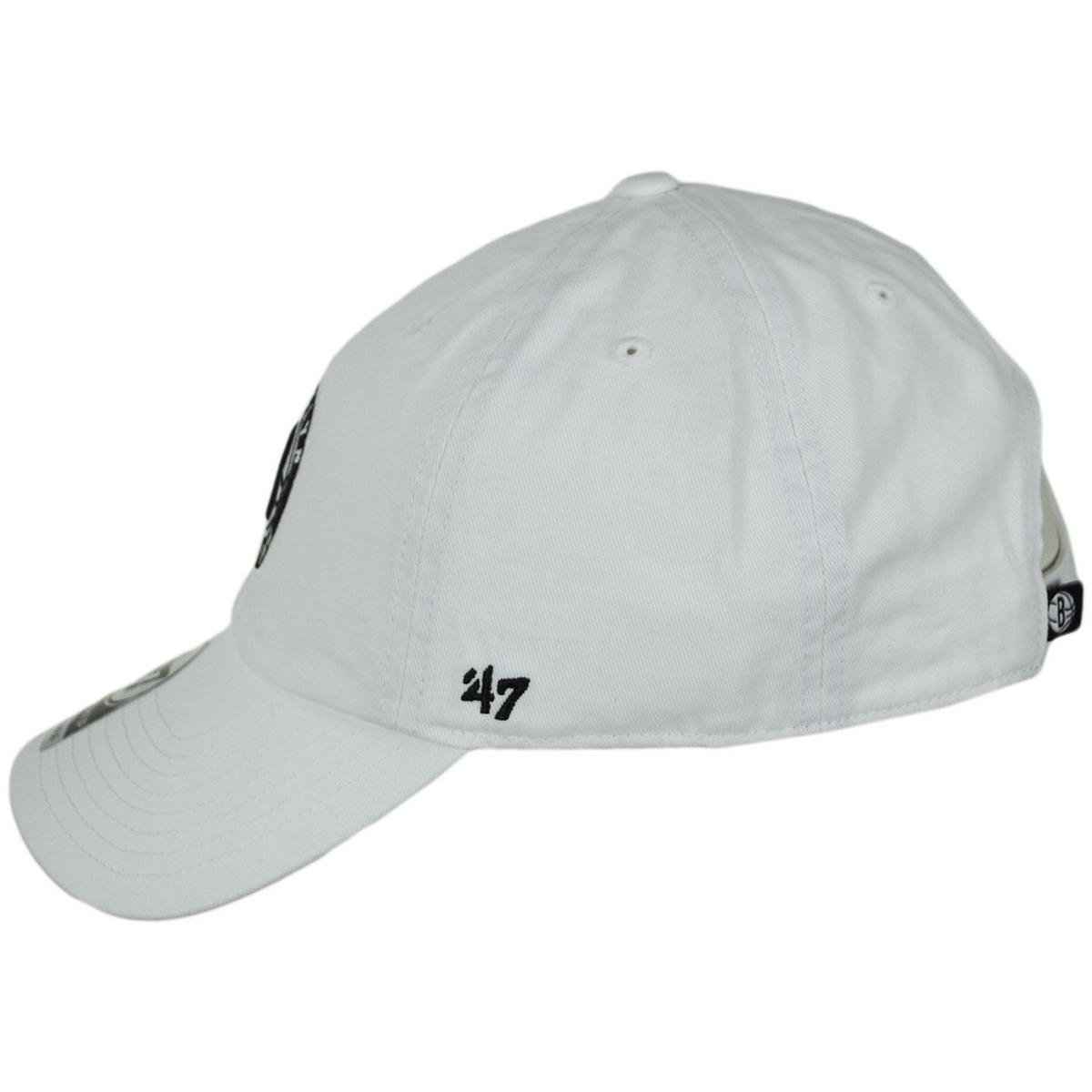 47 Brand | Brooklyn Nets NBA Clean Up Strapback Baseball Cap Dad Hat | 204210 | profile | WHITE