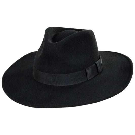 Jaxon Hats | Wholesale Colorado Ultra Wide Brim Wool Felt Fedora Hat B2B Pre-Pack | B2B135200 | lead | BLACK