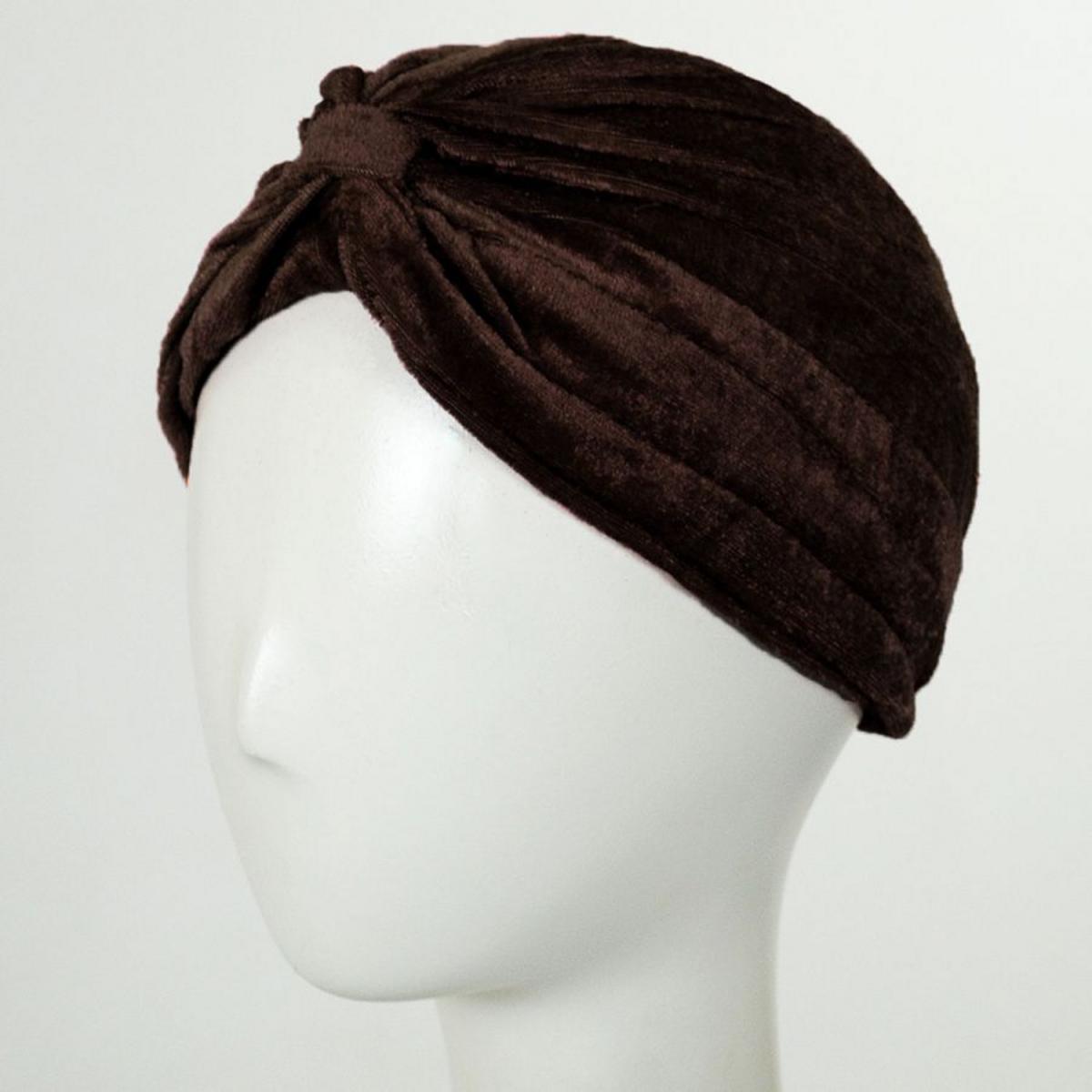 Jeanne Simmons | Velvet Poly Turban | 106533 | lead | BROWN