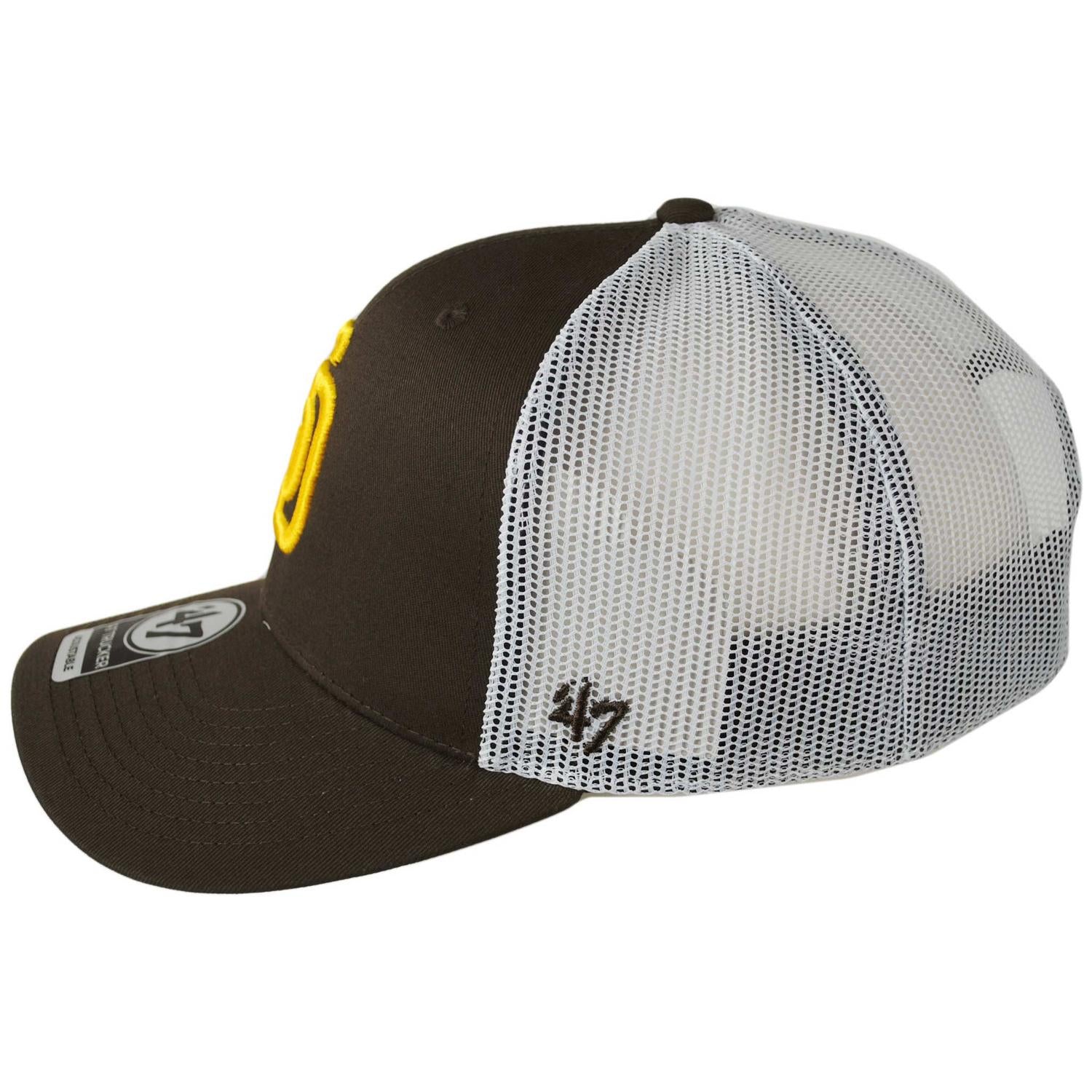 47 Brand | San Diego Padres MLB Mesh Trucker Snapback Baseball Cap | 203001 | profile | BROWN/WHITE