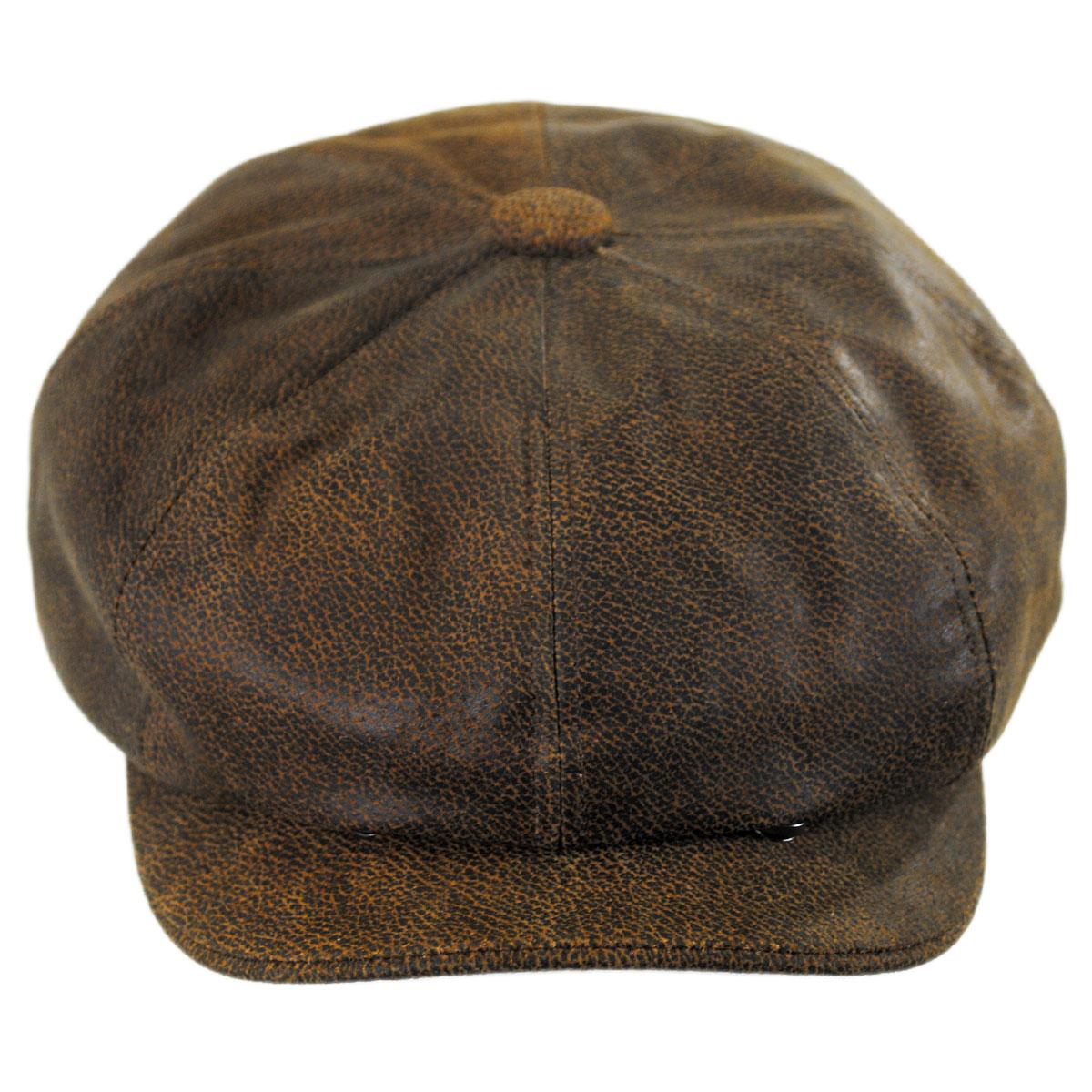 Jaxon Hats | Wholesale Leather Newsboy Cap B2B Pre-Pack | B2B170201 | front | BROWN