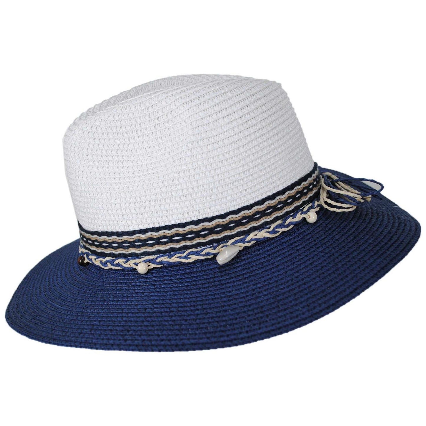 Jeanne Simmons | Two Tone Toyo Straw Fedora Hat | 101821 | profile | NAVY