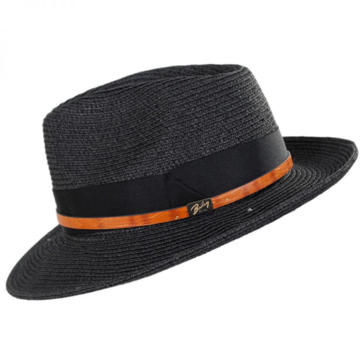Bailey 1922 | Denney Toyo Straw Blend Fedora Hat | 127854 | profile | BLACK