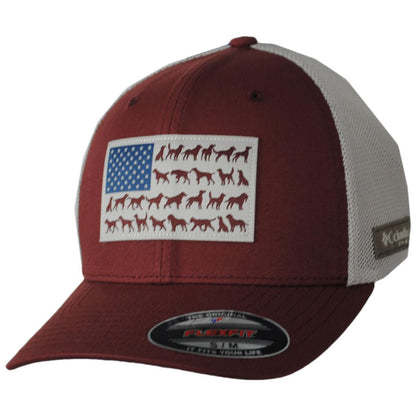 Columbia Sportswear | PHG Canine Flag Mesh Flexfit Fitted Baseball Cap | 400089 | lead | RED ROCKS
