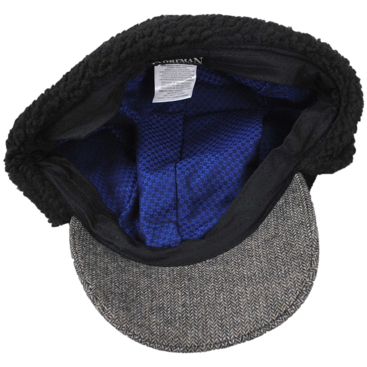 Dorfman Pacific | Tommy Tweed Wool Blend Fitted Earflap Baseball Cap | 200183 | under | BLACK