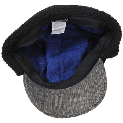 Dorfman Pacific | Tommy Tweed Wool Blend Fitted Earflap Baseball Cap | 200183 | under | BLACK