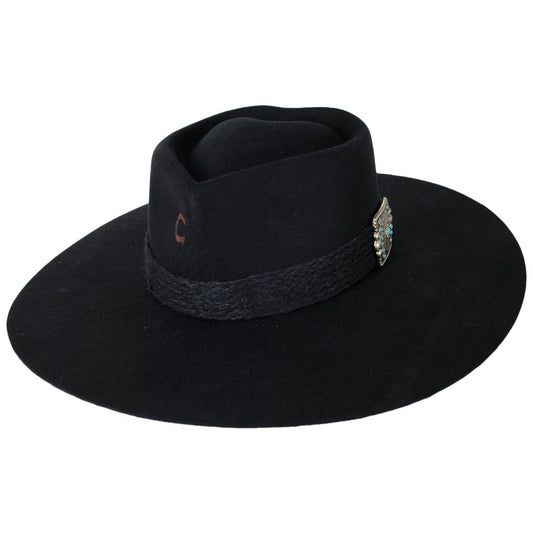 Charlie 1 Horse | Fling Wool Felt Rancher Fedora Hat | 124974 | lead | BLACK