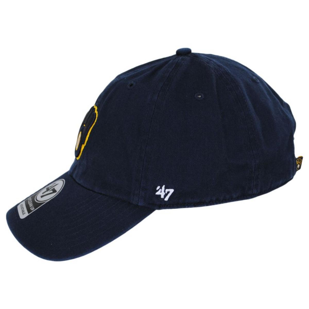 47 Brand | Milwaukee Brewers MLB Clean Up Strapback Baseball Cap Dad Hat | 203203 | profile | NAVY