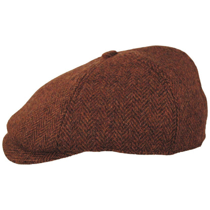 Scala | Lenny Cotton Herringbone Newsboy Cap | 160166 | profile | RUST
