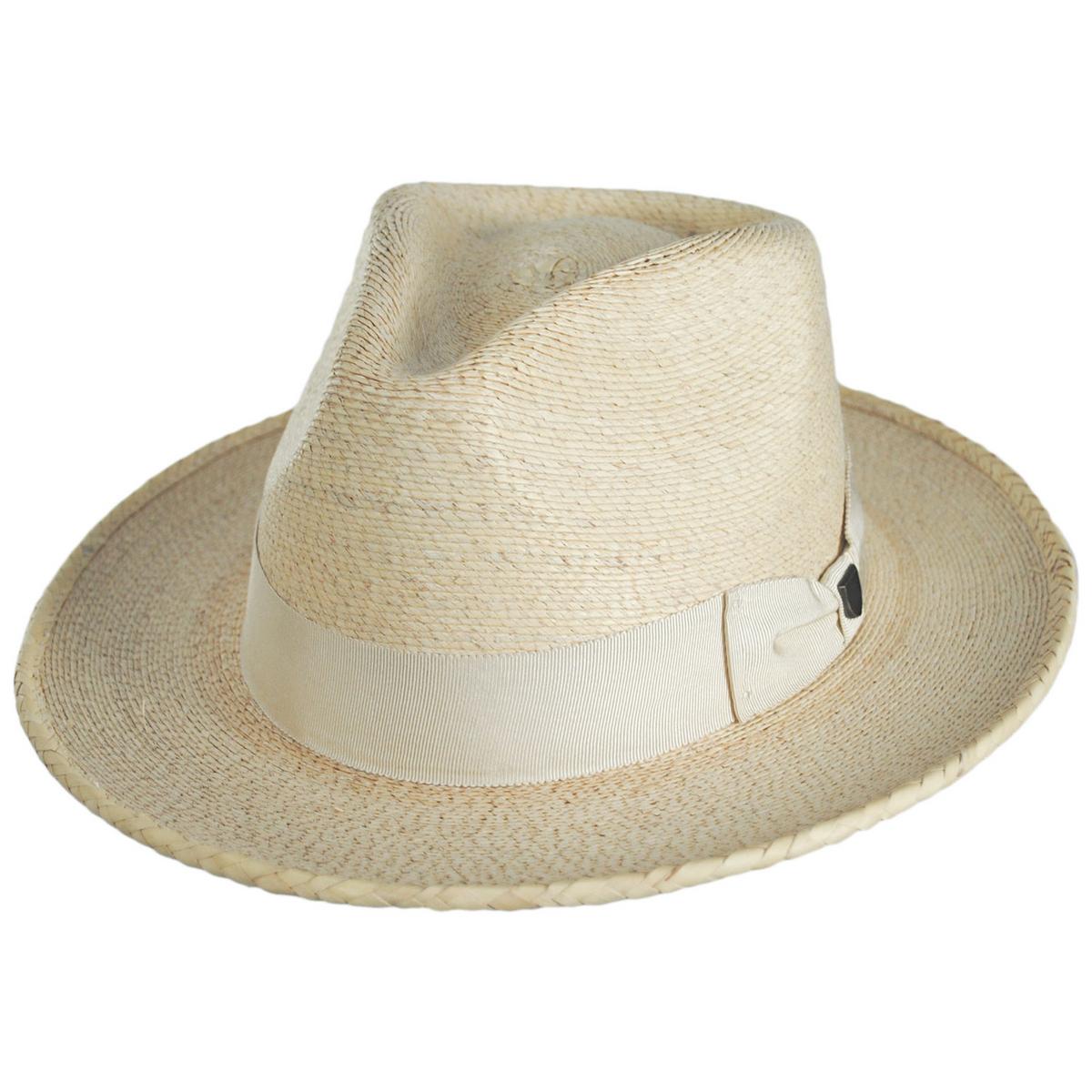 BRIXTON HATS | Swindle Palm Straw Fedora Hat | 128365 | lead | NATURAL/NATURAL