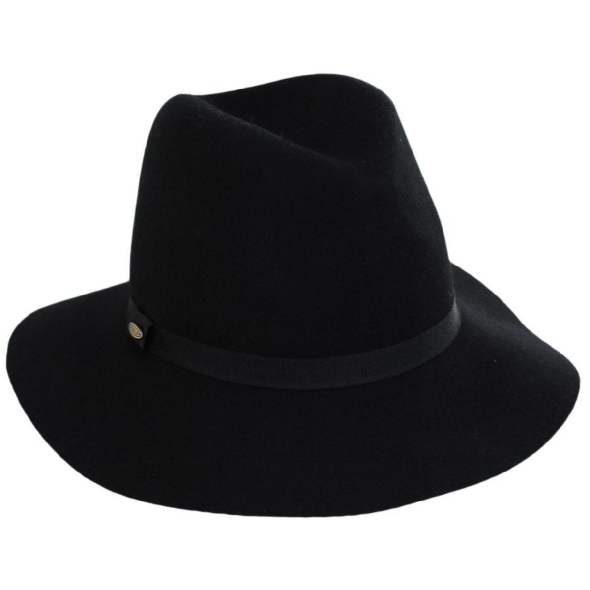 Scala | Xenia Wool Felt Earflap Safari Fedora Hat | 123439 | lead | BLACK