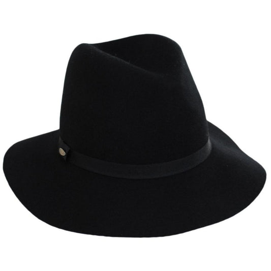 Scala | Xenia Wool Felt Earflap Safari Fedora Hat | 123439 | lead | BLACK