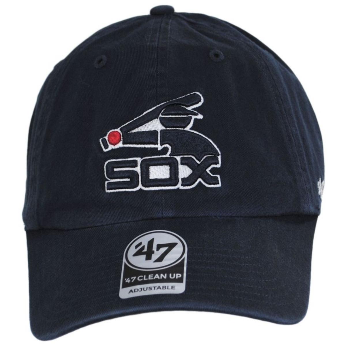 47 Brand | Chicago White Sox MLB Cooperstown Home Clean Up Strapback Baseball Cap Dad Hat | 203395 | front | NAVY