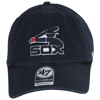 47 Brand | Chicago White Sox MLB Cooperstown Home Clean Up Strapback Baseball Cap Dad Hat | 203395 | front | NAVY