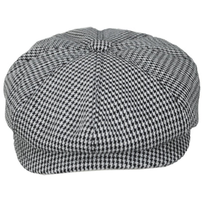Bailey 1922 | Atlas Houndstooth Earflap Newsboy Cap | 167239 | front | BLACK MULTI