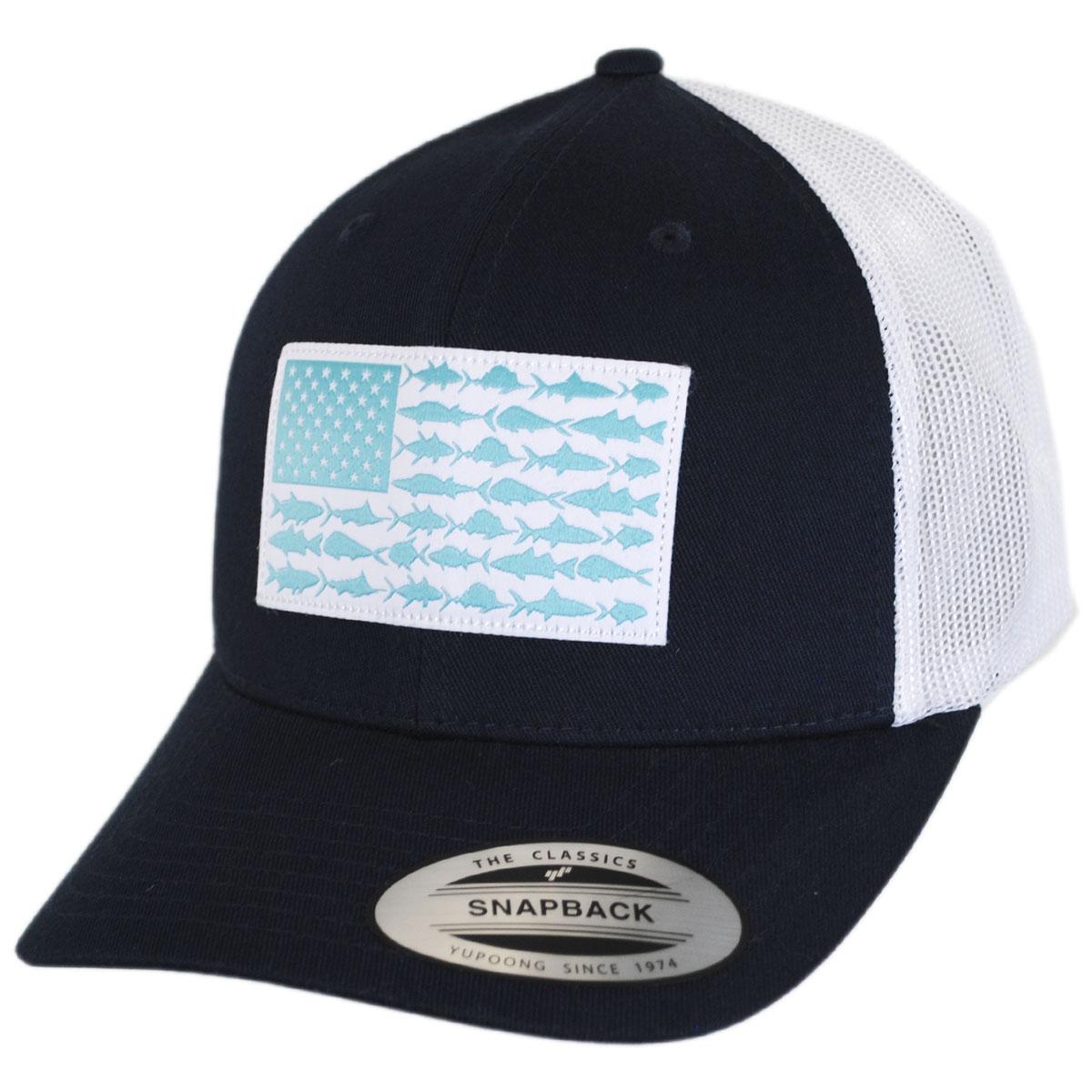 Columbia Sportswear | PFG Fish Flag Mesh Flexfit Fitted Baseball Cap | 400143 | lead | COLLEGIATE NAVY