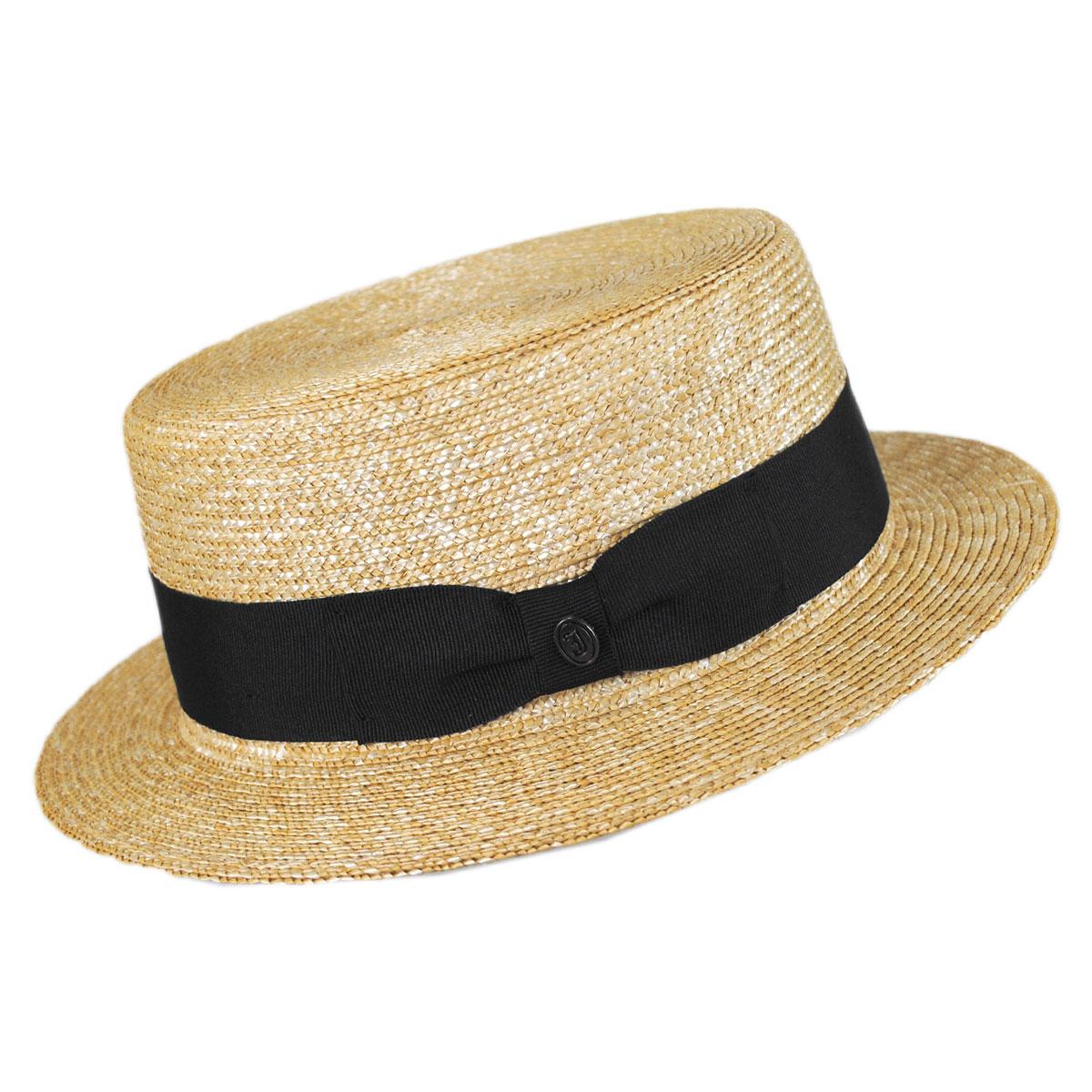 Jaxon Hats | Wholesale Black Band Wheat Straw Skimmer Hat B2B Pre-Pack | B2B129006 | profile | NATURAL