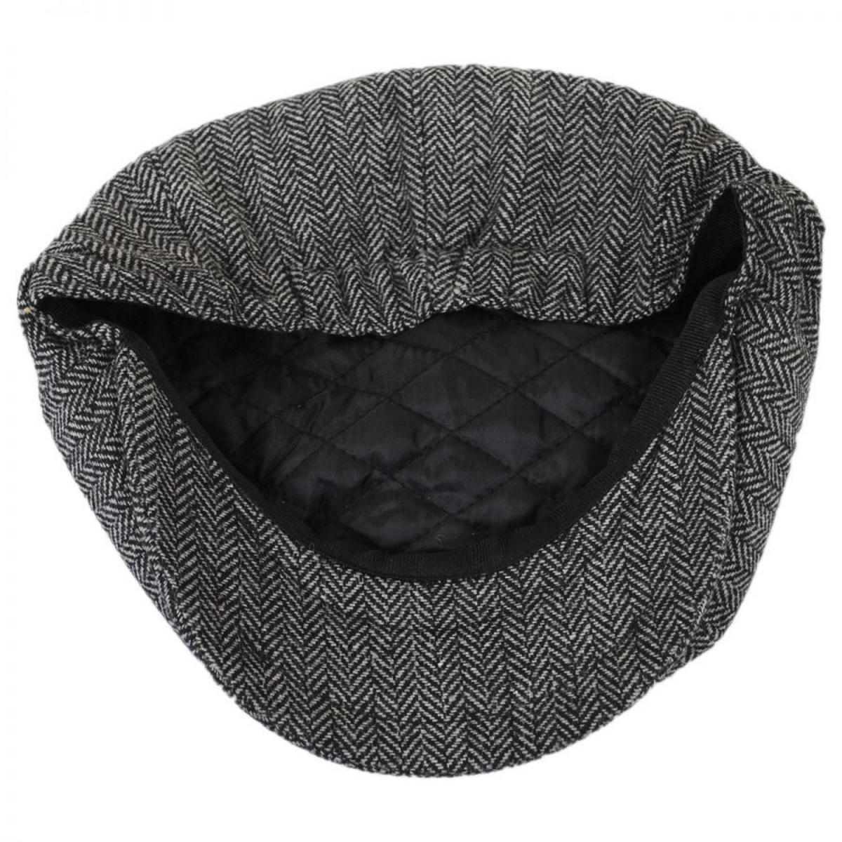 Jaxon Hats | Kid's Herringbone Wool Blend Newsboy Cap | 512100 | under | CHARCOAL
