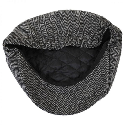 Jaxon Hats | Kid's Herringbone Wool Blend Newsboy Cap | 512100 | under | CHARCOAL