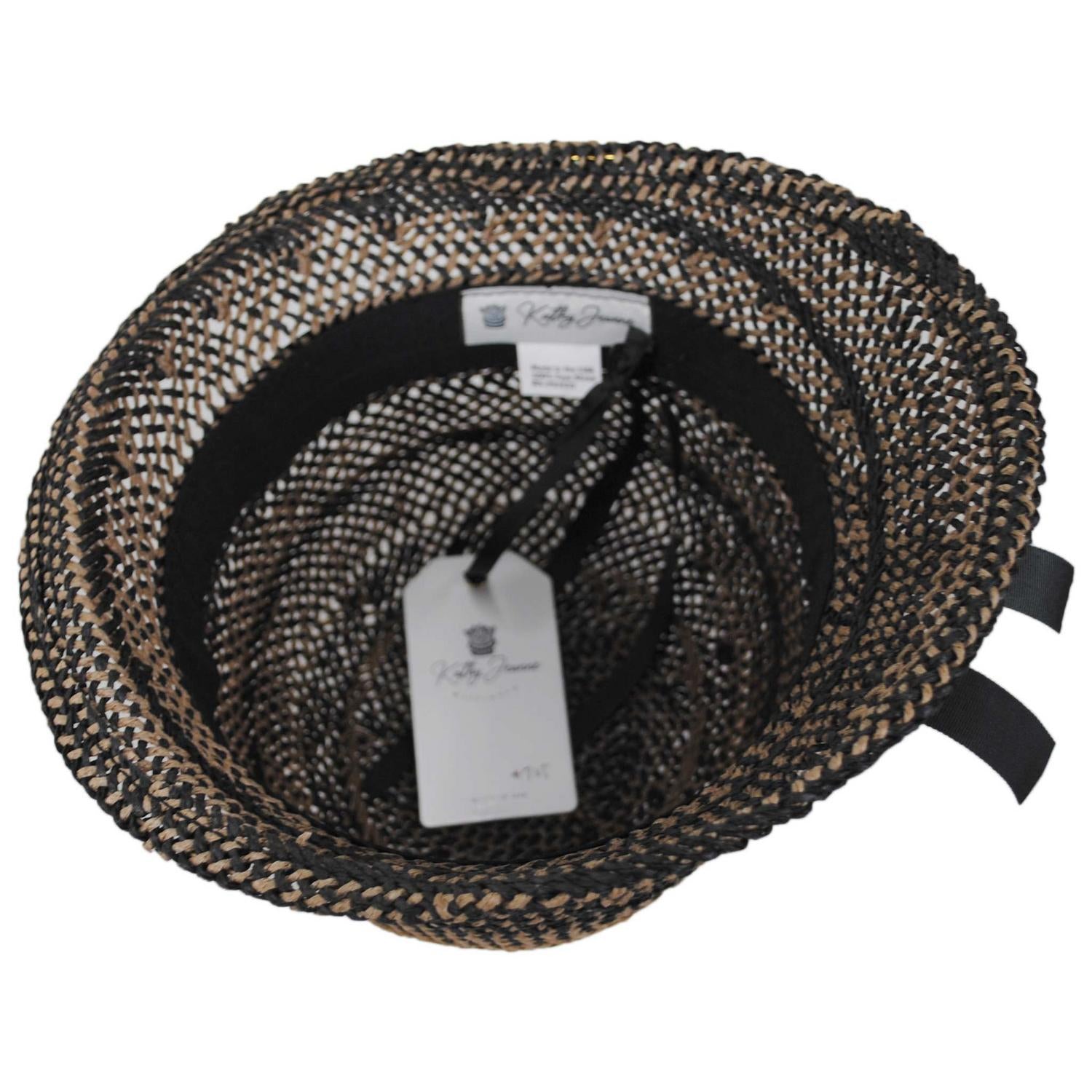 Kathy Jeanne | Two Tone Twisted Toyo Straw Profile Cloche Hat | 100719 | under | BLACK MIX