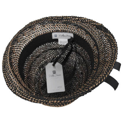 Kathy Jeanne | Two Tone Twisted Toyo Straw Profile Cloche Hat | 100719 | under | BLACK MIX