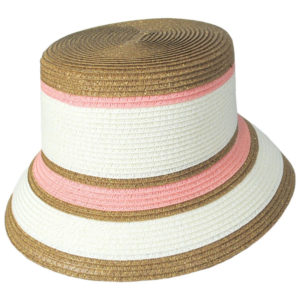San Diego Hat Company | Las Palmas Striped Toyo Straw Bucket Hat | 103676 | lead | PINK STRIPE