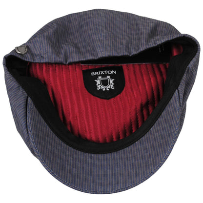 BRIXTON HATS | Brood Cotton Stripe Newsboy Cap | 161534 | under | INDIGO/DARK SAND