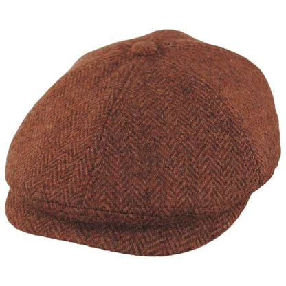 Scala | Lenny Cotton Herringbone Newsboy Cap | 160166 | lead | RUST