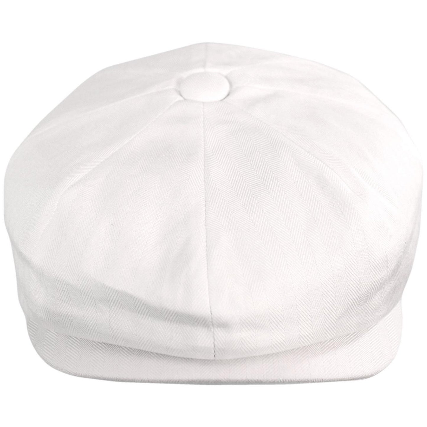 Baskerville Hat Company | Glasbury Cotton Herringbone Newsboy Cap | 167681 | front | IVORY