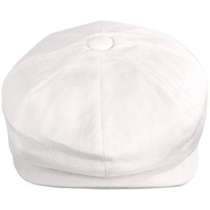 Baskerville Hat Company | Glasbury Cotton Herringbone Newsboy Cap | 167681 | front | IVORY