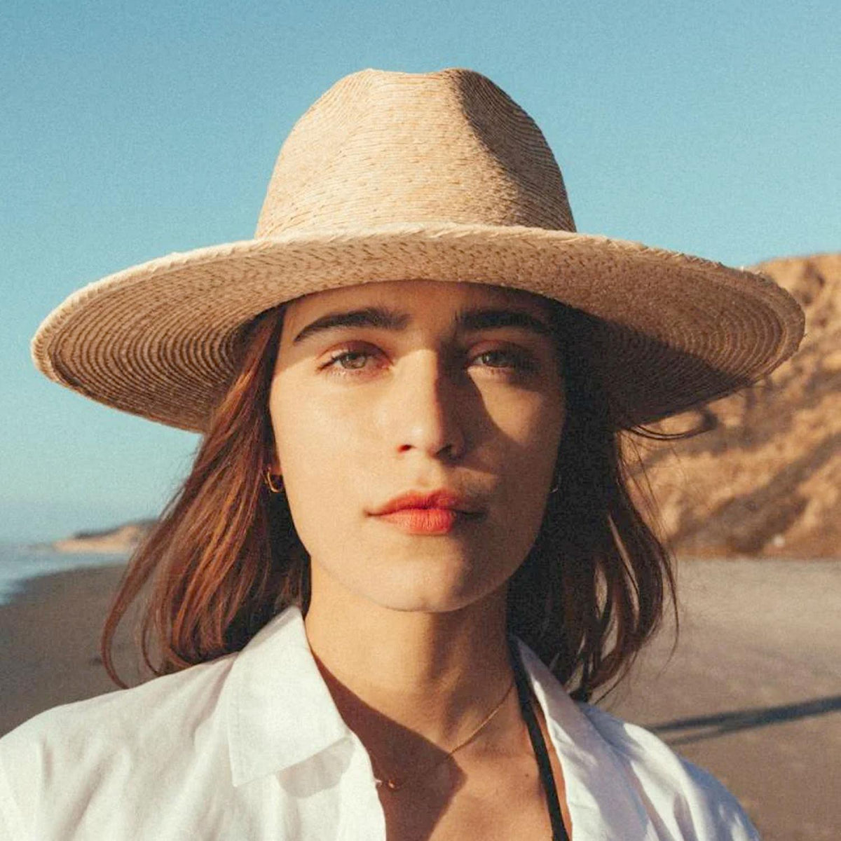 BRIXTON HATS | Field Proper Palm Straw Fedora Hat - FINAL SALE | 128337 | lsfone | NATURAL/BROWN