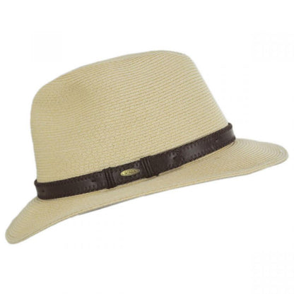 Scala | Augusta Crushable Toyo Braid Safari Fedora Hat | 126346 | profile | NATURAL