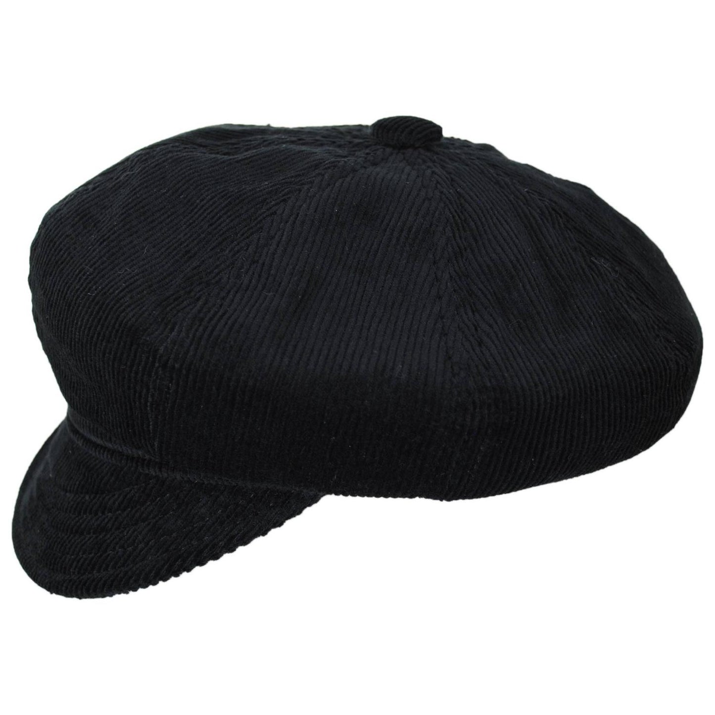 NEW YORK HAT CO | Cotton Corduroy Spitfire Newsboy Cap | 161111 | profile | BLACK