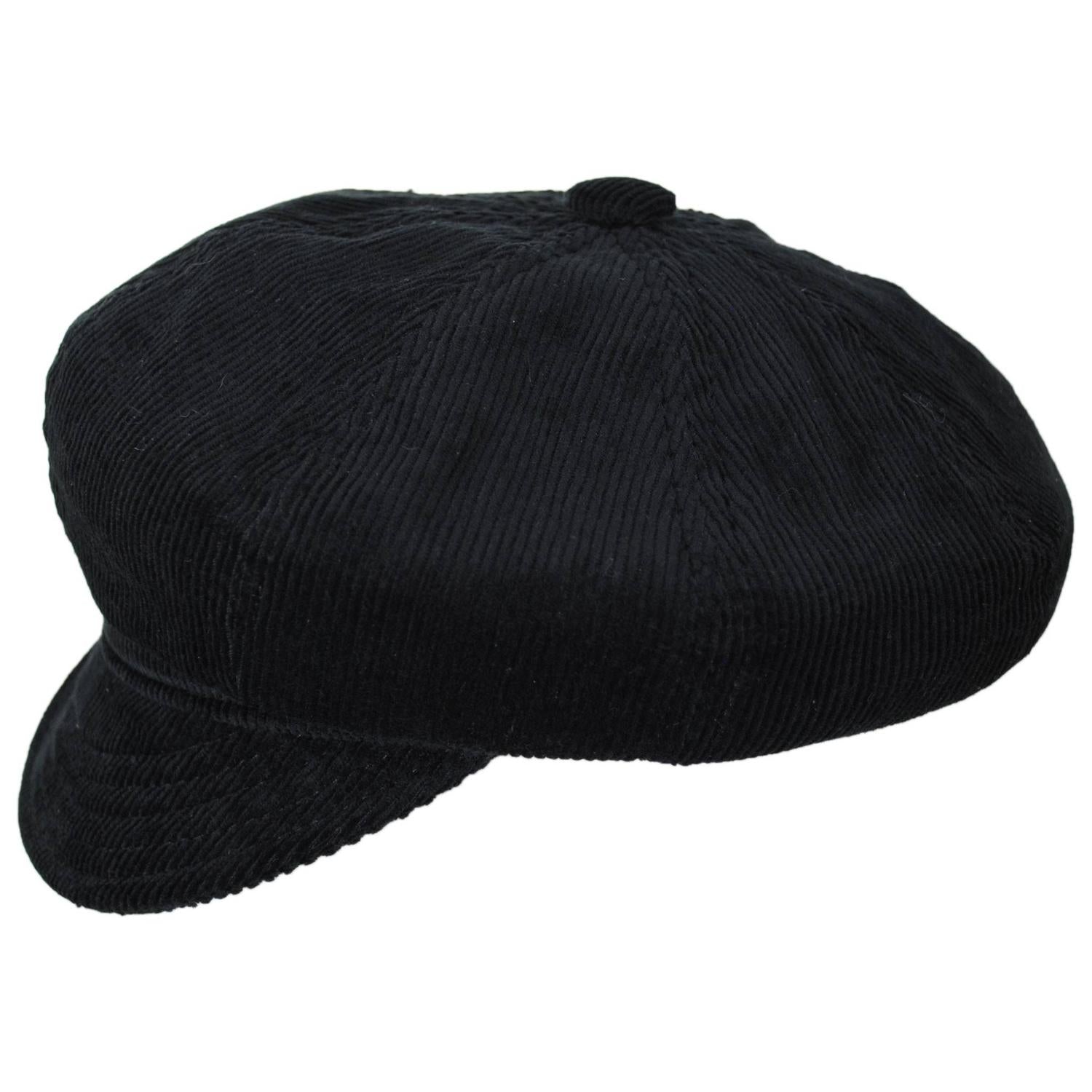 NEW YORK HAT CO | Cotton Corduroy Spitfire Newsboy Cap | 161111 | profile | BLACK