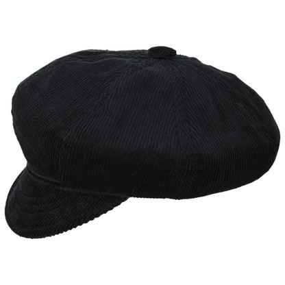 NEW YORK HAT CO | Cotton Corduroy Spitfire Newsboy Cap | 161111 | profile | BLACK